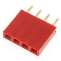 Pin header female pinsocket 1x4-pin 2.54mm pitch rood